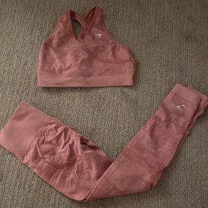 BUNDLE Pink camo gymshark workout set sports bra and leggings